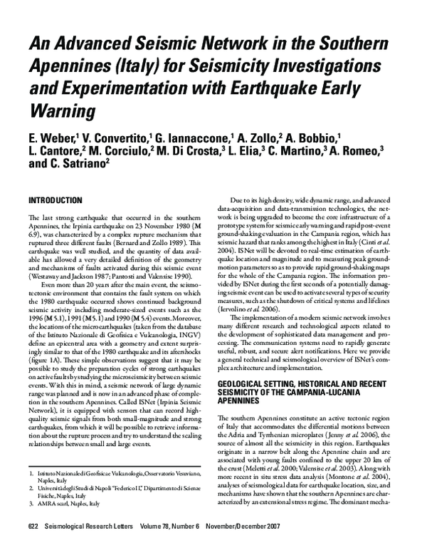 (PDF) An Advanced Seismic Network in the Southern Apennines (Italy) for ...