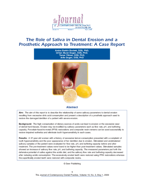 (PDF) The Role of Saliva in Dental Erosion and a Prosthetic Approach to