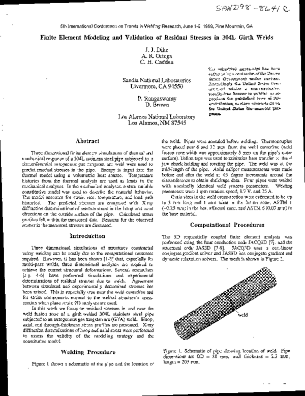 (PDF) Finite Element Modeling and Validation of Residual Stresses in ...