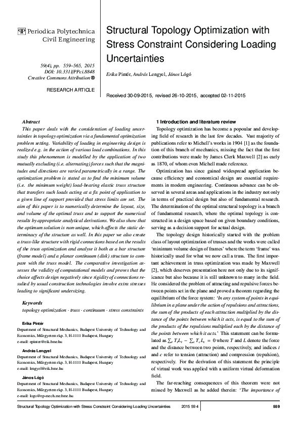 (PDF) Structural Topology Optimization with Stress Constraint ...