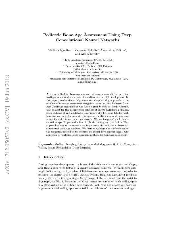(PDF) Paediatric Bone Age Assessment Using Deep Convolutional Neural ...