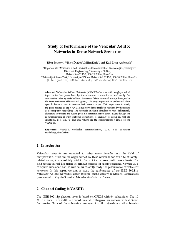 (PDF) Study of Performance of the Vehicular Ad Hoc Networks in Dense ...