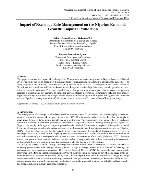 (PDF) Impact of Exchange Rate Management on the Nigerian Economic ...