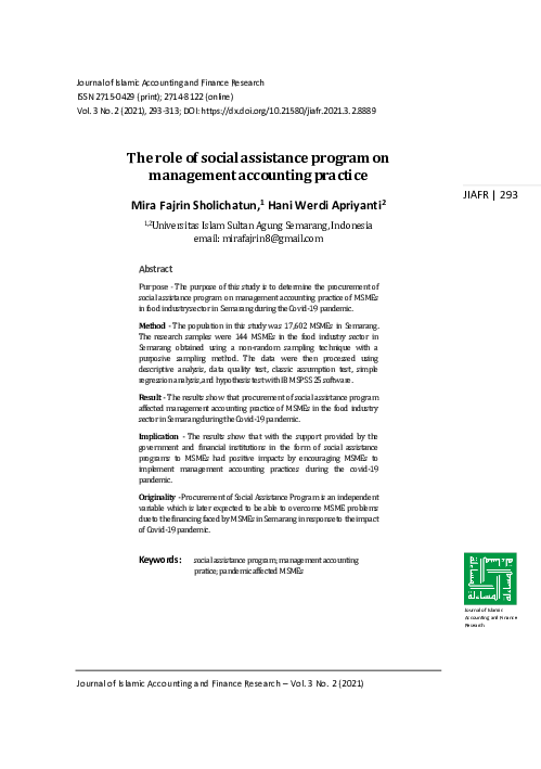(PDF) The role of social assistance program on management accounting ...