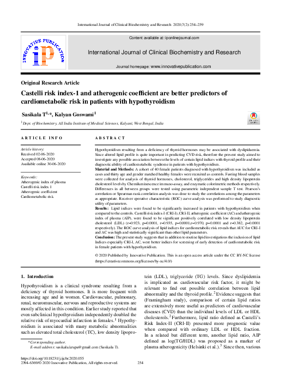 (PDF) Castelli risk index-1 and atherogenic coefficient are better ...