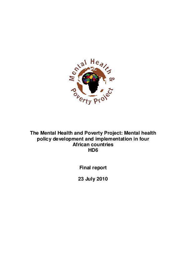 (PDF) Mental Health Policy Development and Implementation in Four ...