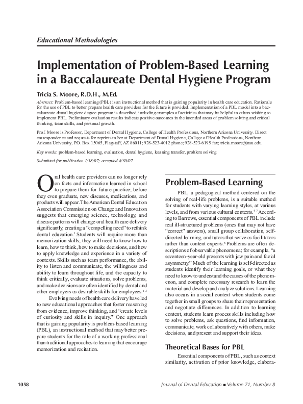 (PDF) Implementation of Problem-Based Learning in a Baccalaureate ...