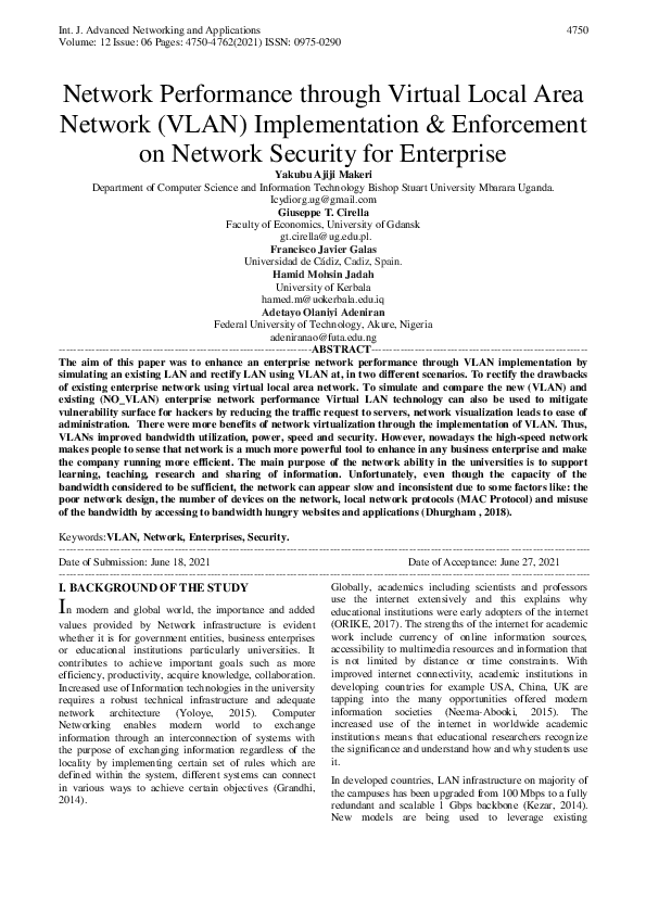(PDF) Network Performance Through Virtual Local Area Network (VLAN ...