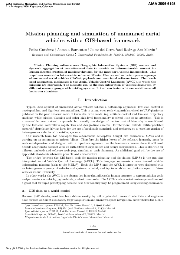 (PDF) Mission Planning and Simulation of Unmmaned Aerial Vehicles with ...
