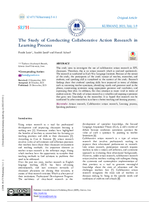 (PDF) The Study of Conducting Collaborative Action Research in Learning ...