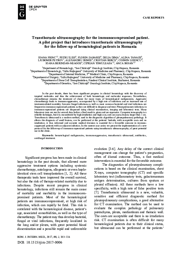 (PDF) Transthoracic ultrasonography for the immunocompromised patient ...