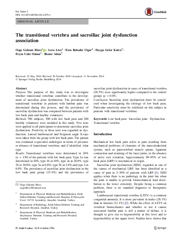 (PDF) The transitional vertebra and sacroiliac joint dysfunction ...