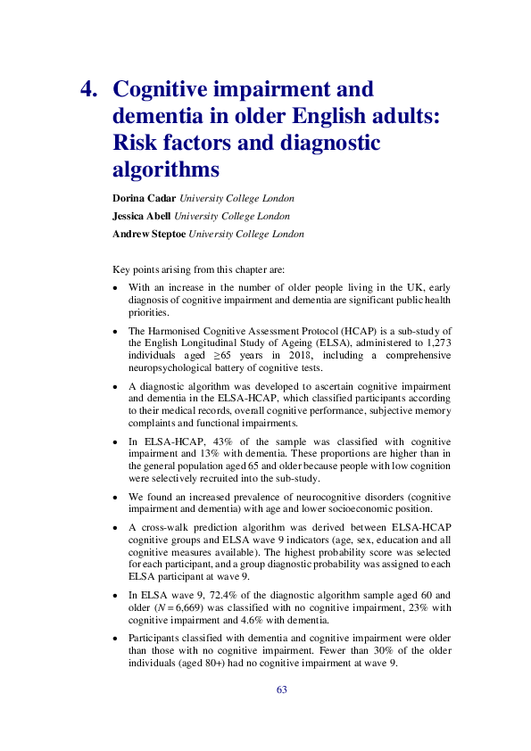 (PDF) 4. Cognitive impairment and dementia in older English adults ...