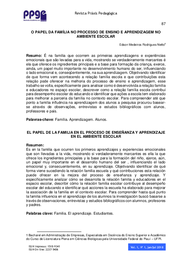 (PDF) O Papel Da Família No Processo De Ensino e Aprendizagem No ...