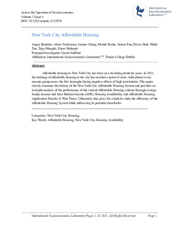 (PDF) New York City Affordable Housing Mohid Basha Academia.edu