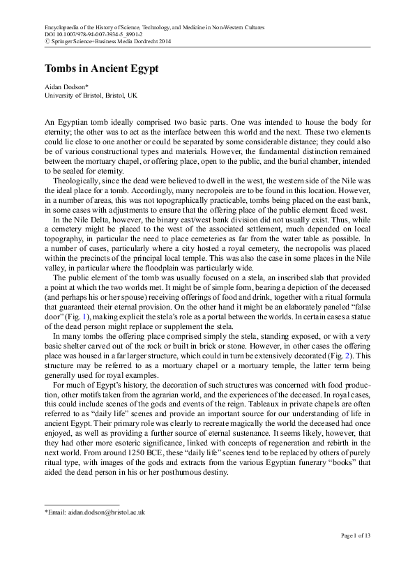 (PDF) Tombs in Ancient Egypt