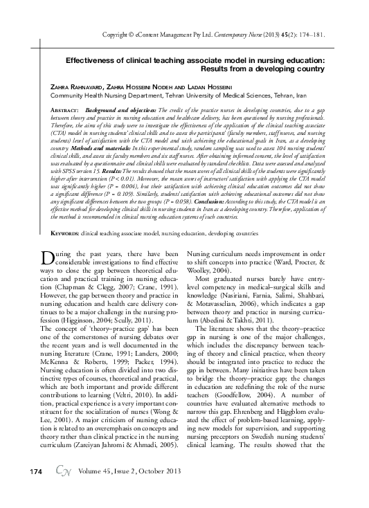 (PDF) Effectiveness of clinical teaching associate model in nursing ...