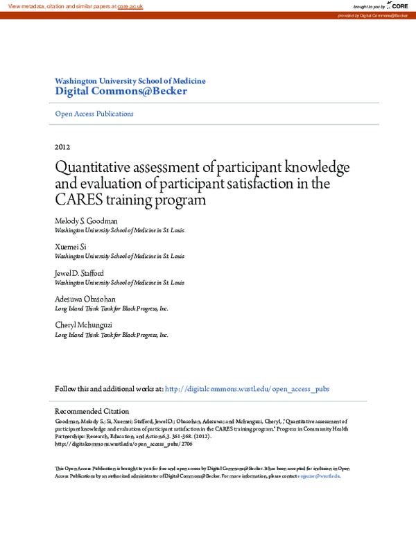 (PDF) Quantitative Assessment of Participant Knowledge and Evaluation ...