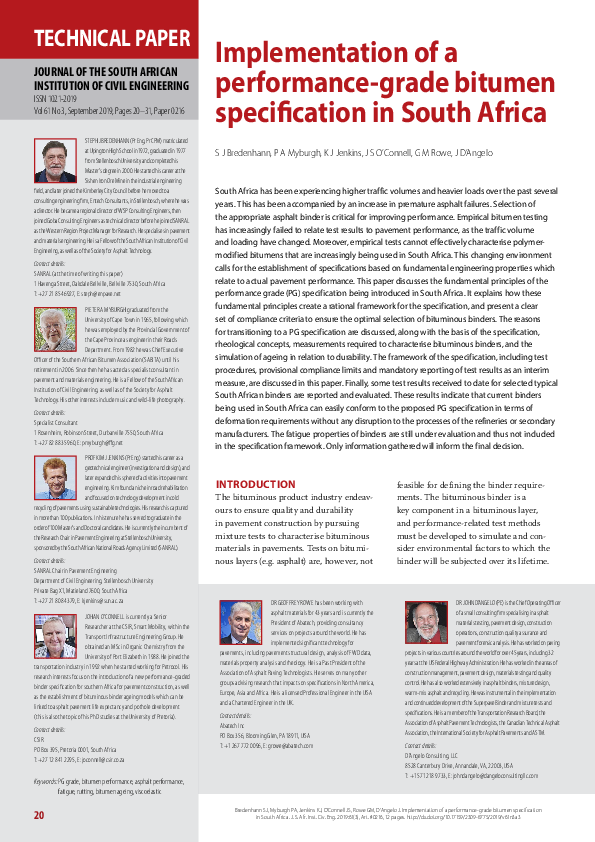  PDF Implementation Of A Performance grade Bitumen Specification In 