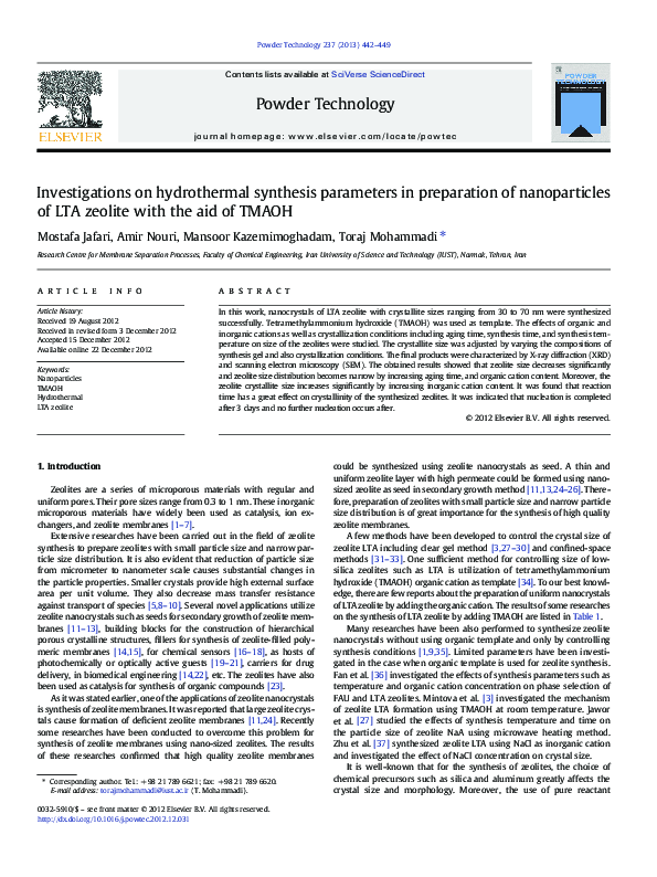 (PDF) Investigations on hydrothermal synthesis parameters in ...