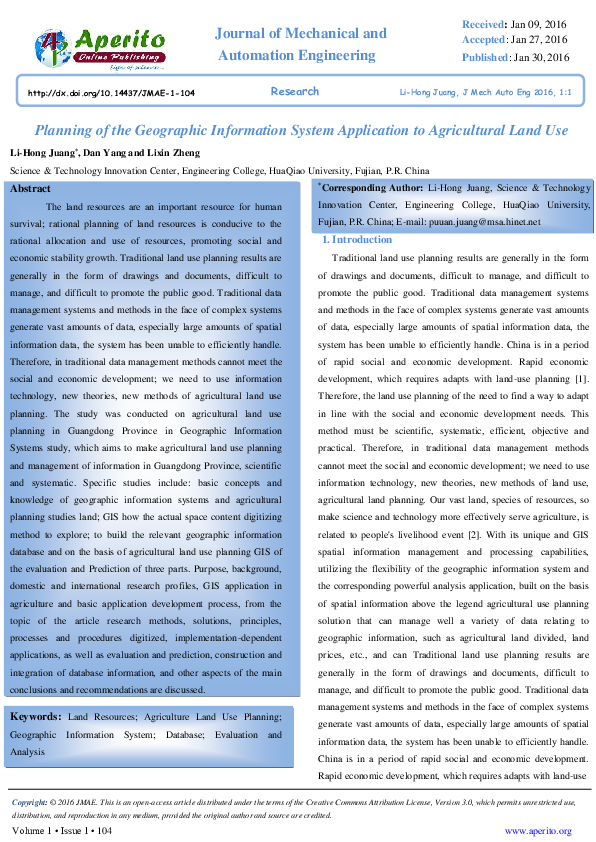 (PDF) Land Use: Planning and Geographic Information System (GIS)
