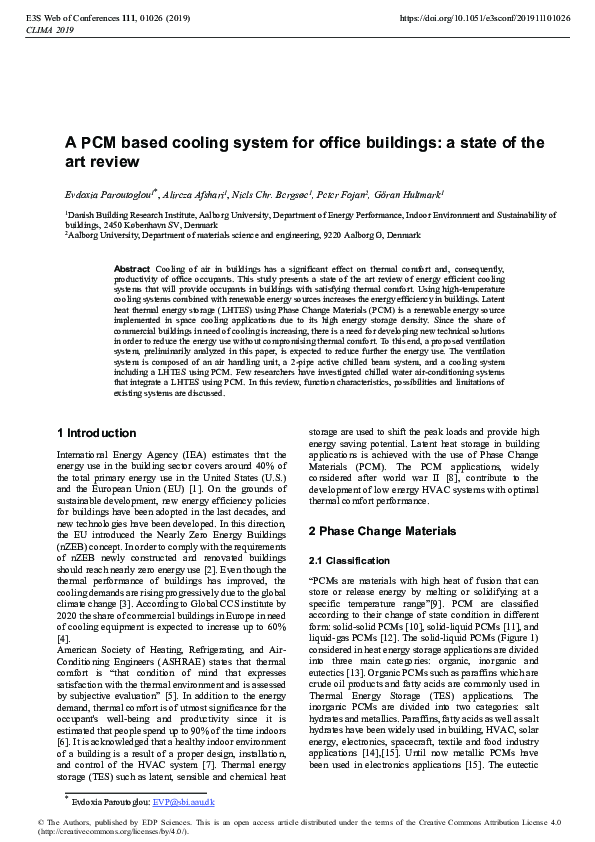 PDF) A PCM based cooling system for office buildings: a state of 