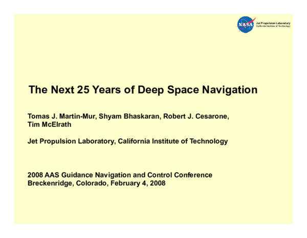 (PDF) The Next 25 Years of Deep Space Navigation