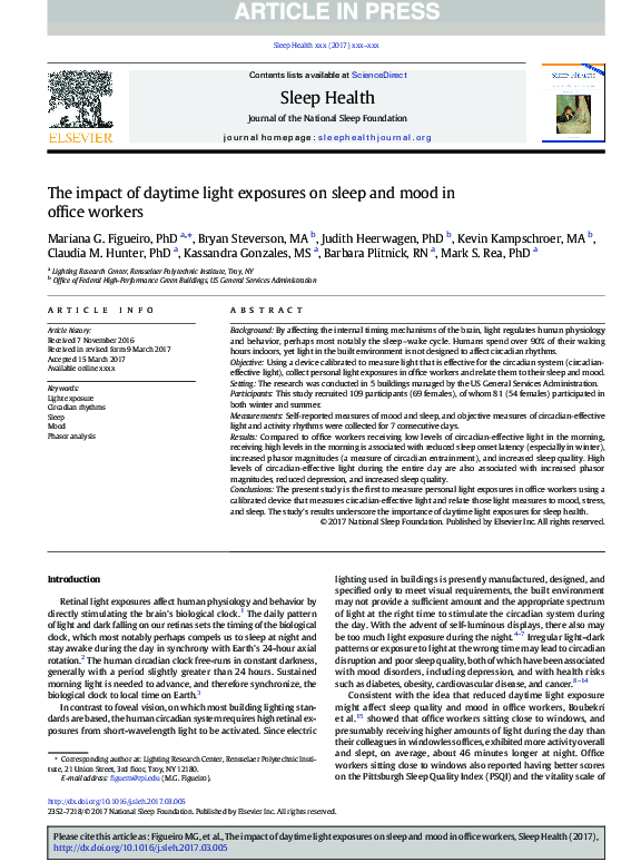 (PDF) The impact of daytime light exposures on sleep and mood in office ...