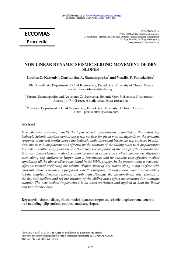 (PDF) Non linear global dynamic analysis of reinforced slopes stability ...