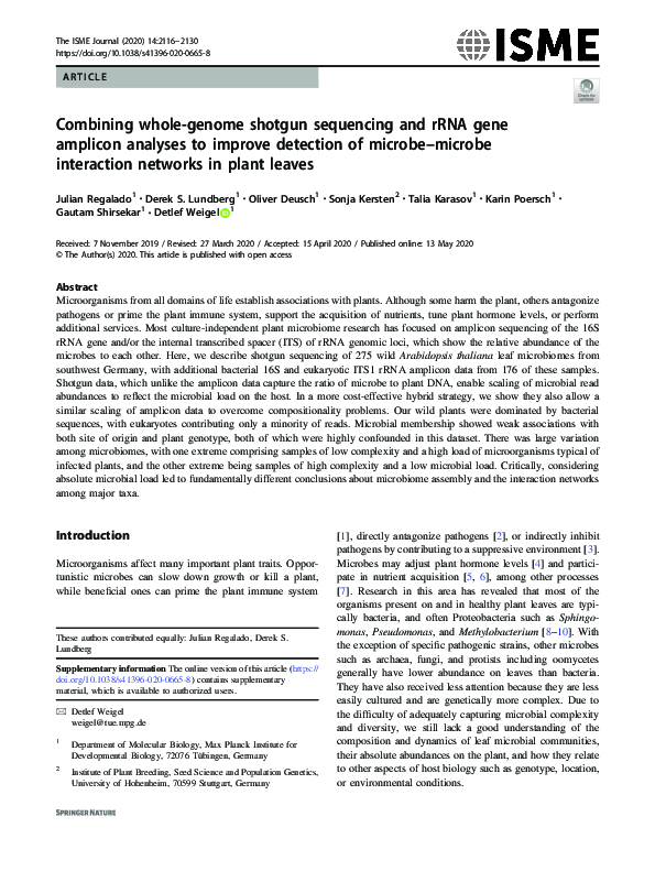 (PDF) Combining whole-genome shotgun sequencing and rRNA gene amplicon ...