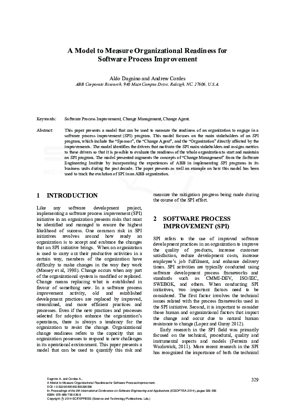 (PDF) A Model to Measure Organizational Readiness for Software Process ...