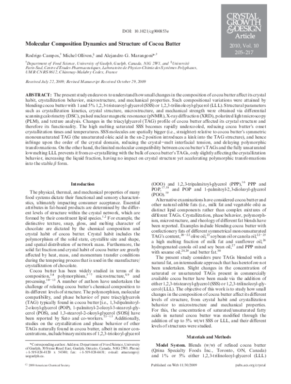 (PDF) Molecular Composition Dynamics and Structure of Cocoa Butter