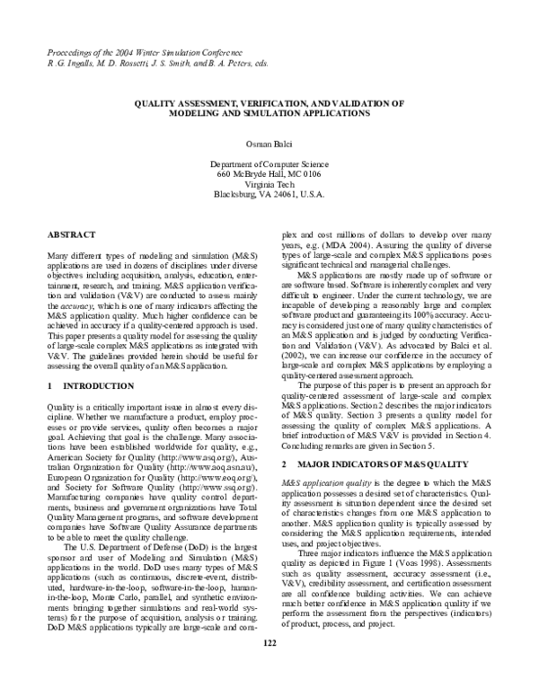 (PDF) Quality assessment, verification, and validation of modeling and ...