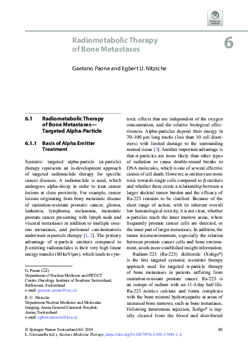 (PDF) Radiometabolic Therapy of Bone Metastases