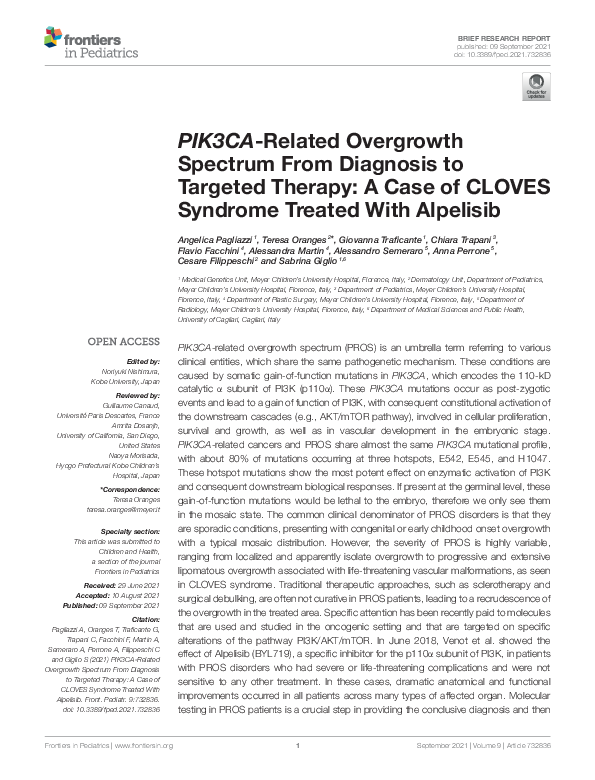 (PDF) PIK3CARelated Overgrowth Spectrum From Diagnosis to Targeted