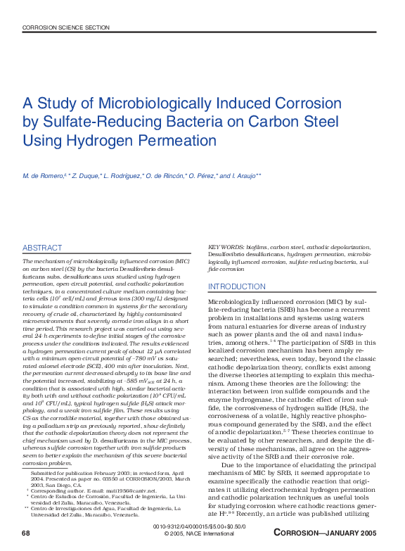 (PDF) A Study of Microbiologically Induced Corrosion by Sulfate ...
