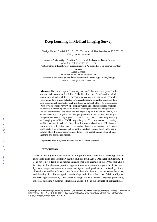 (PDF) Deep Learning in Medical Imaging Survey