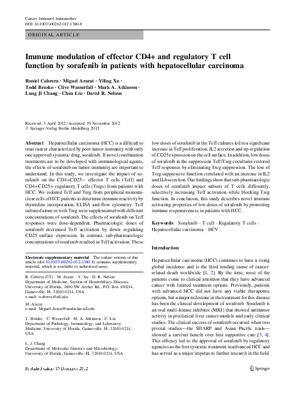 (PDF) Immune modulation of effector CD4+ and regulatory T cell function ...
