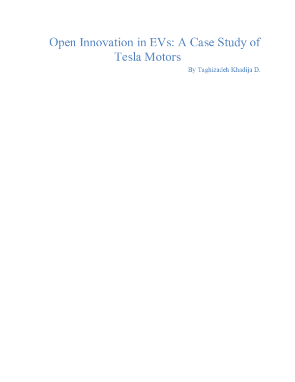 (DOC) Open Innovation in EVs: A Case Study of Tesla Motors
