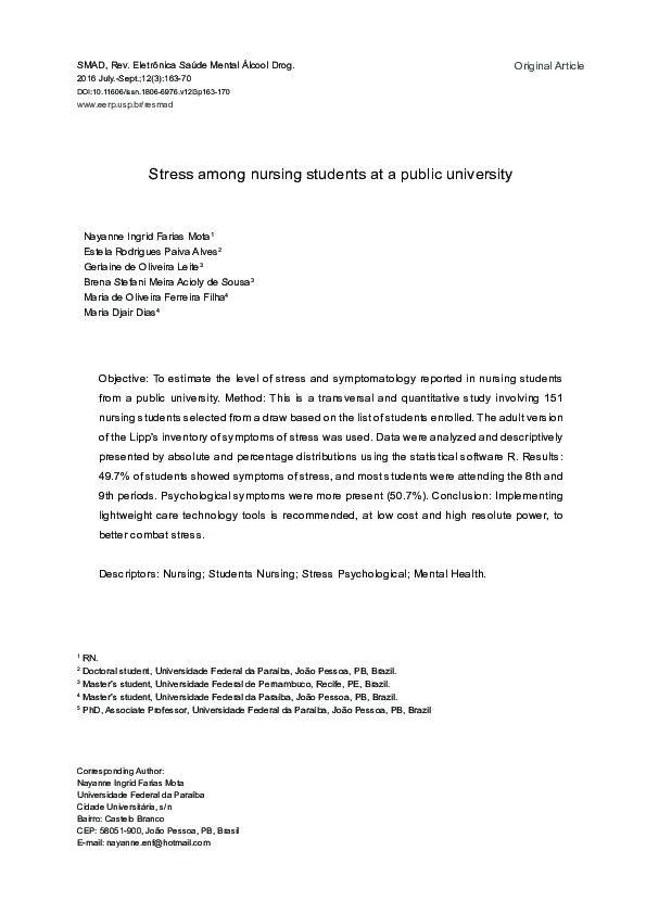 (PDF) Stress among nursing students at a public university