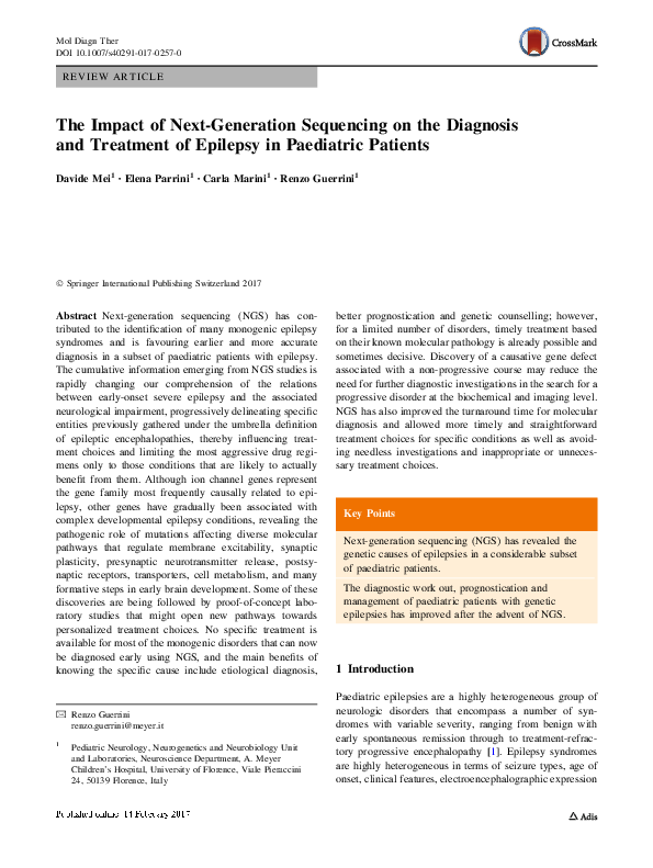 (PDF) Impact of next generation sequencing on diagnostics in a genetic ...
