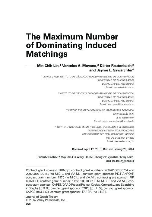 (PDF) The Maximum Number of Dominating Induced Matchings