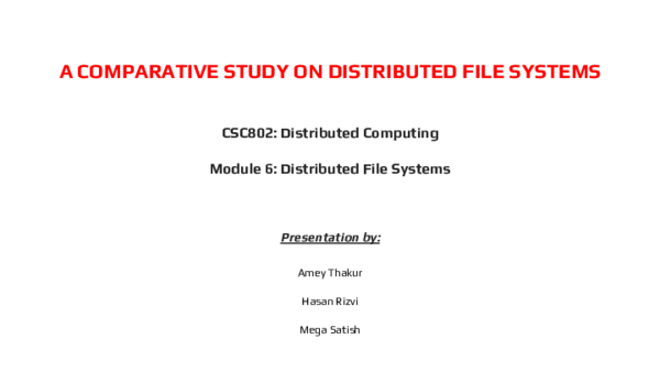 (PDF) A COMPARATIVE STUDY ON DISTRIBUTED FILE SYSTEMS