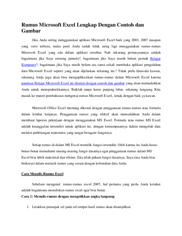  pdf rumus microsoft excel lengkap dengan contoh dan gambar dani