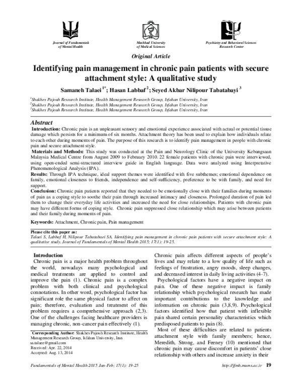 (PDF) Identifying pain management in chronic pain patients with secure ...