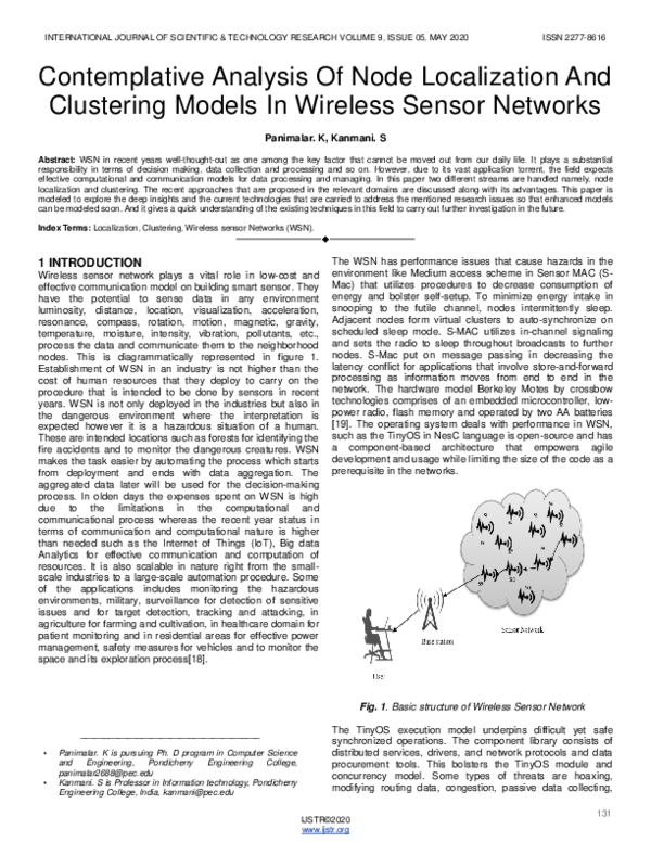 (PDF) Contemplative Analysis Of Node Localization And Clustering Models ...