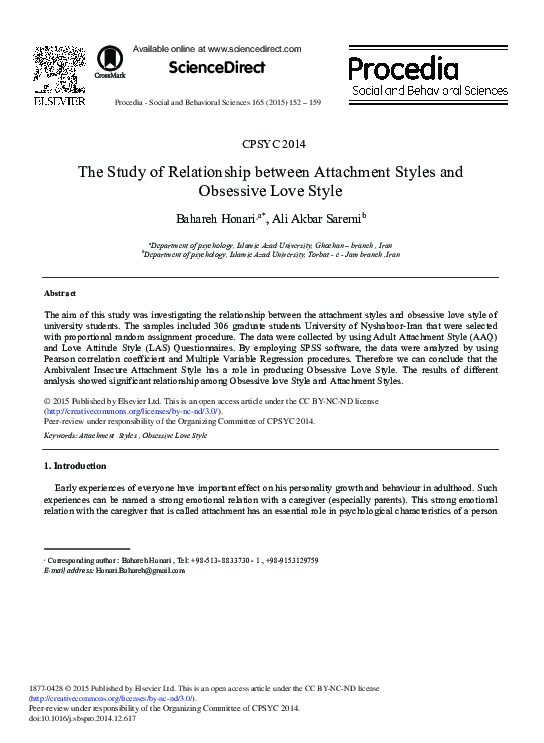 (PDF) A Study of relationship between attachment styles hardiness ...