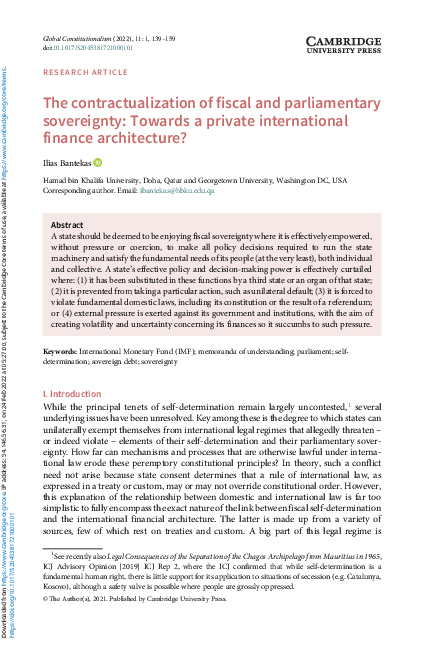 (PDF) The contractualization of fiscal and parliamentary sovereignty ...