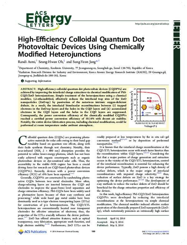 (PDF) High-Efficiency Colloidal Quantum Dot Photovoltaic Devices Using ...