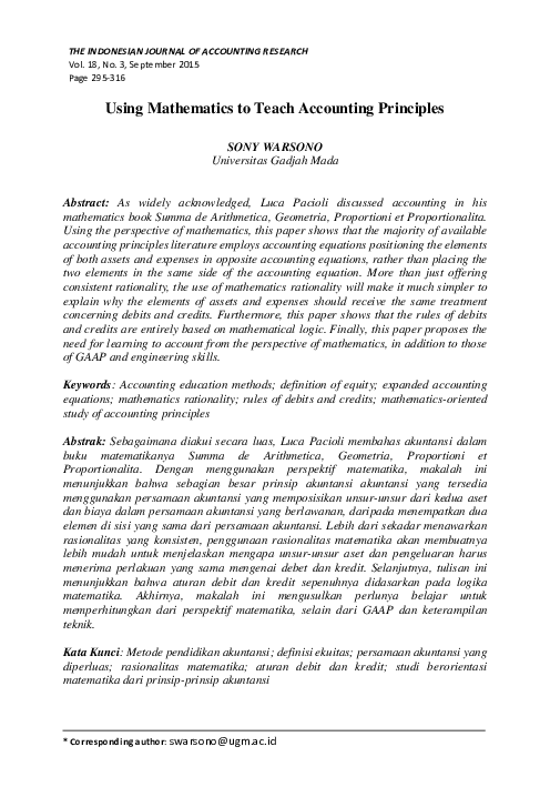 (PDF) Using Mathematics to Teach Accounting Principles